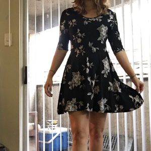 Black floral print dress